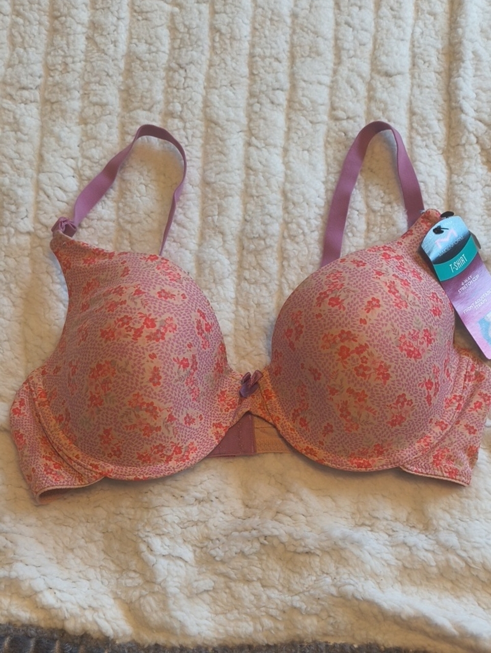 Maidenform Pink & Coral Floral T-Shirt Bra